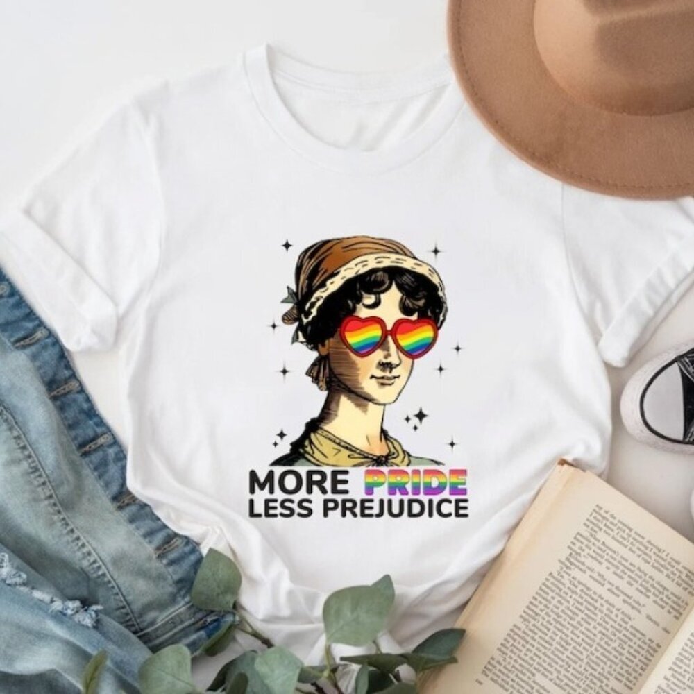More Pride Less Prejudice LGBTQ Jane Austen Ally Classic Statement T-Shirt